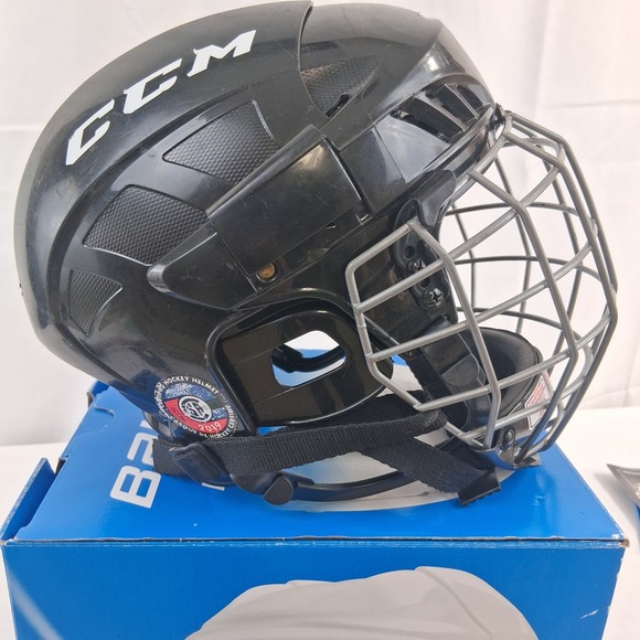 CCM FL40 S Hockey Helmet with Cage Black American Flag Decal Youth - Picture 4 of 16